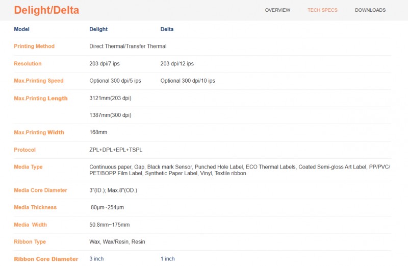 918.comDelight工业热转印打印机参数